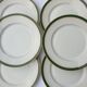 Set 6 porcelain plates Aux Lions de Faïence 1920 imperial green and gold