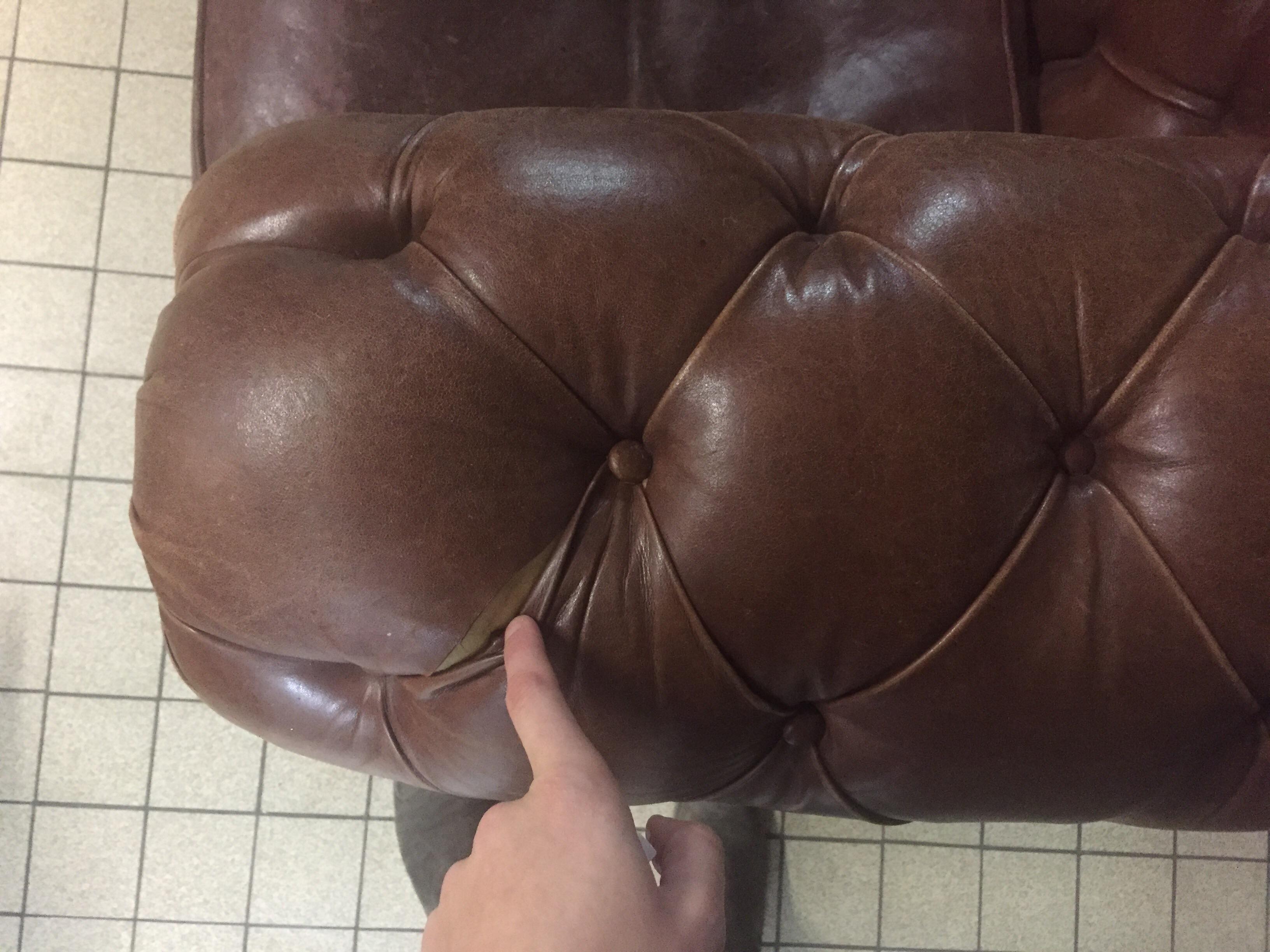 Chesterfield style sofa in vintage brown leather
