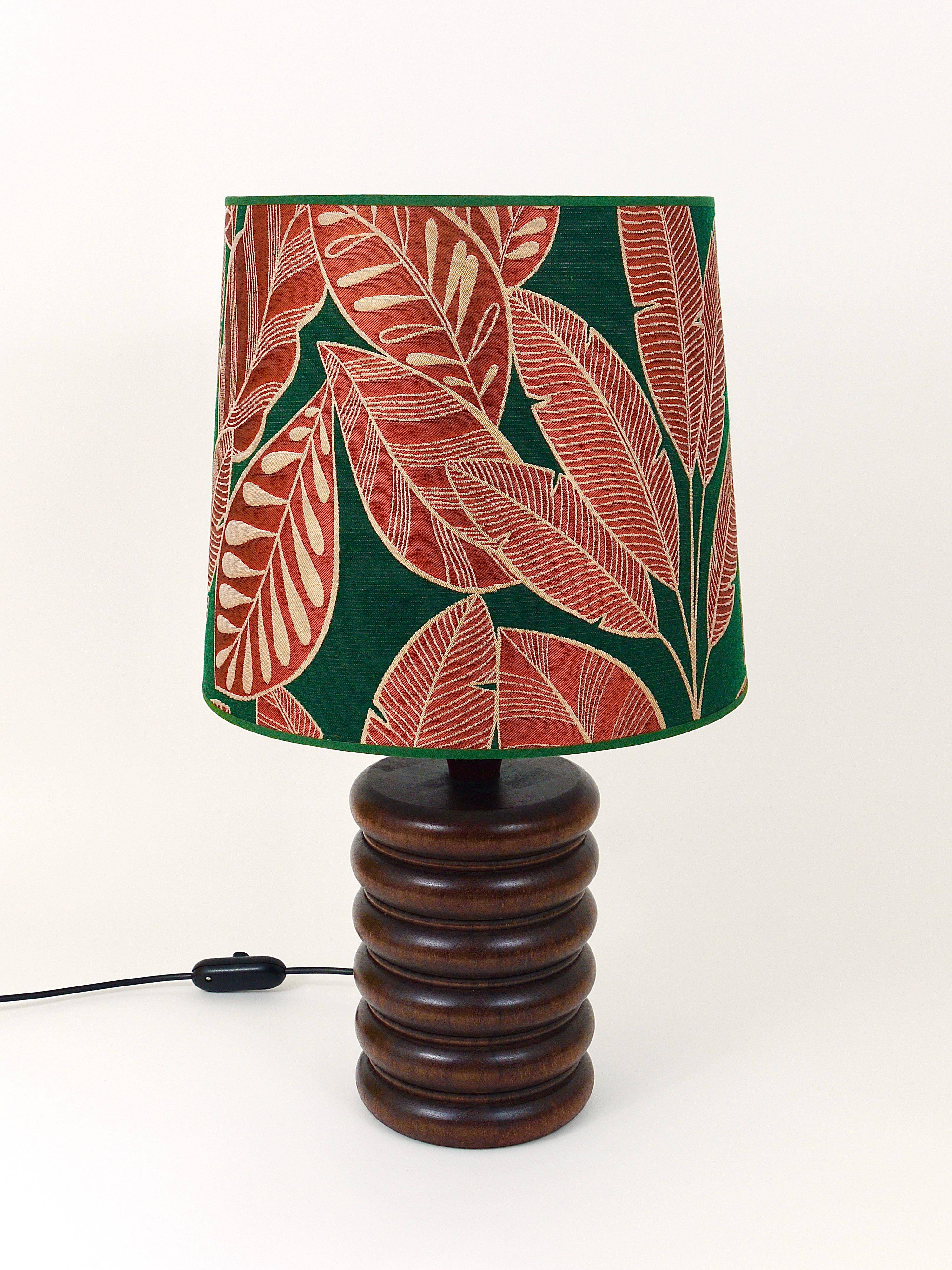 Mid-century table or accent lamp, turned wooden base, Sweden, 1970s