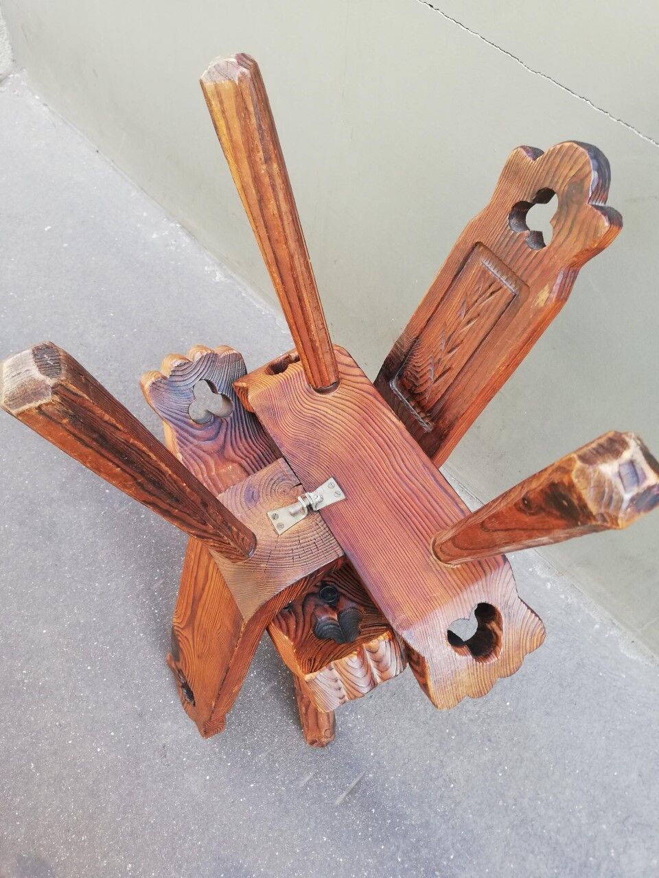 Pair of brutalist tripod stools