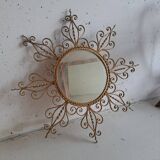 Miroir soleil en métal doré vintage