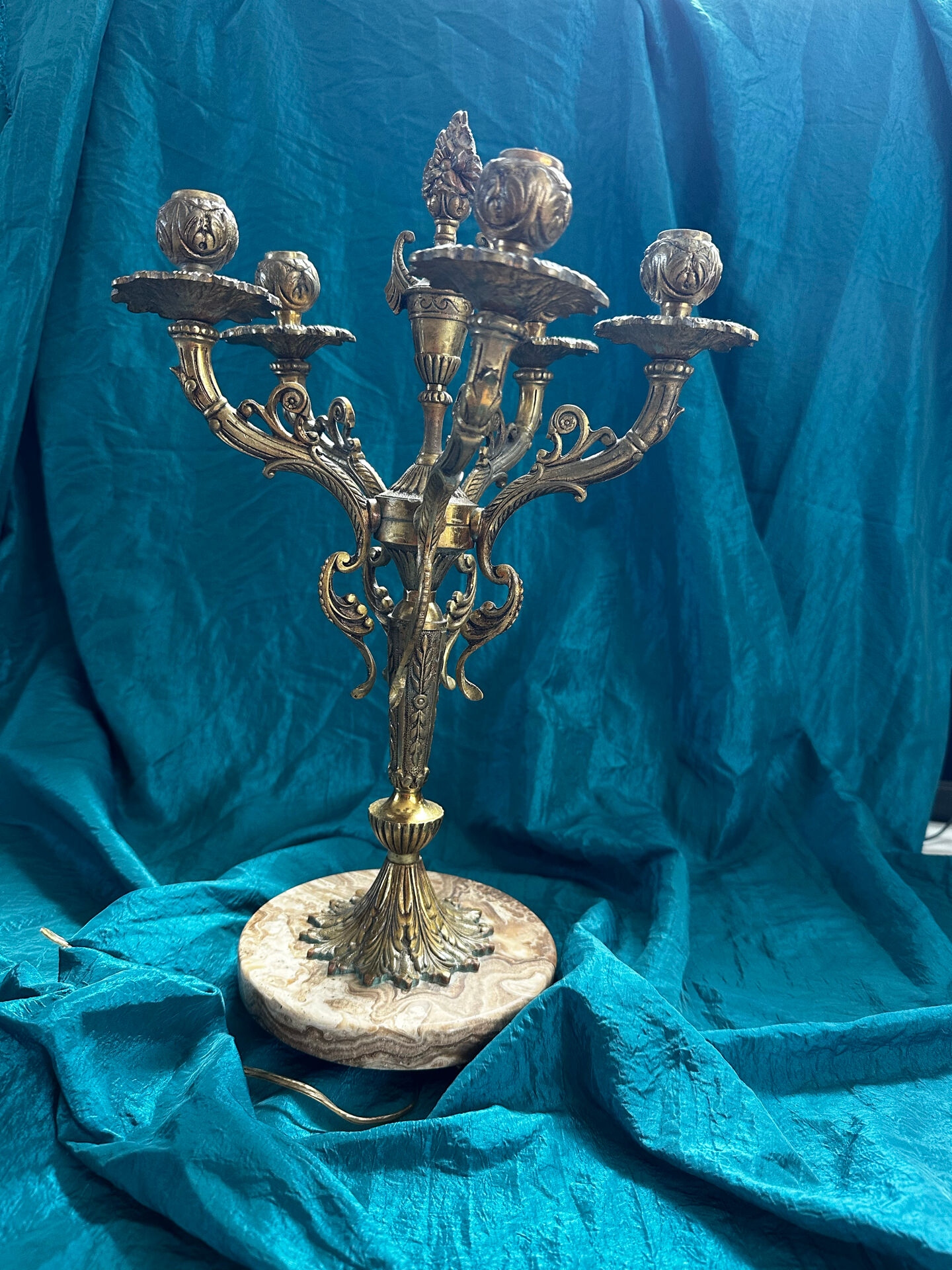 Superb rococo candelabrum. Louis XV, 5 lights. Electrified.