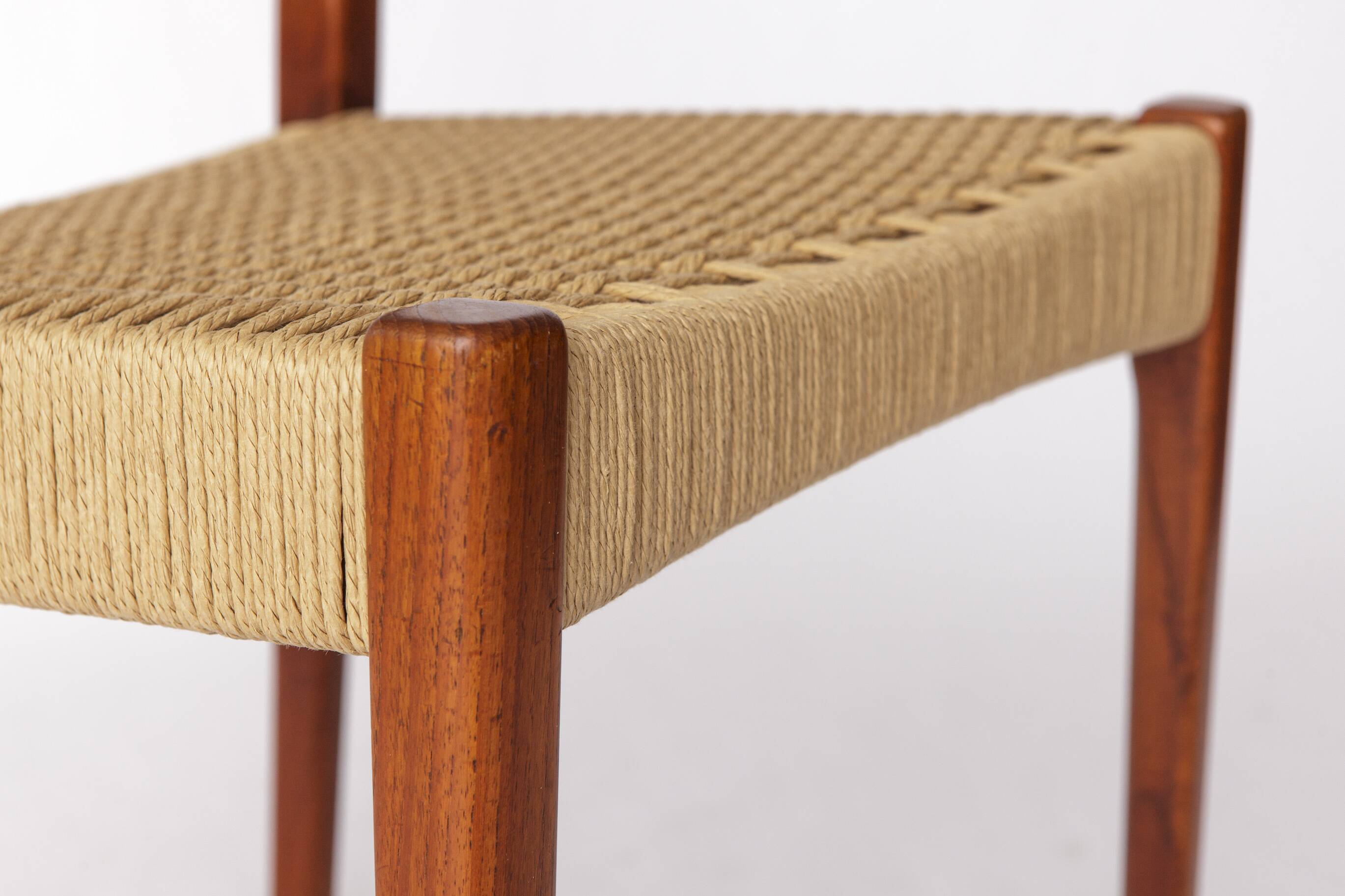 1 of 8 Arne Hovmand-Olsen Chair for Mogens Kold, Danish Teak & Danish Cord