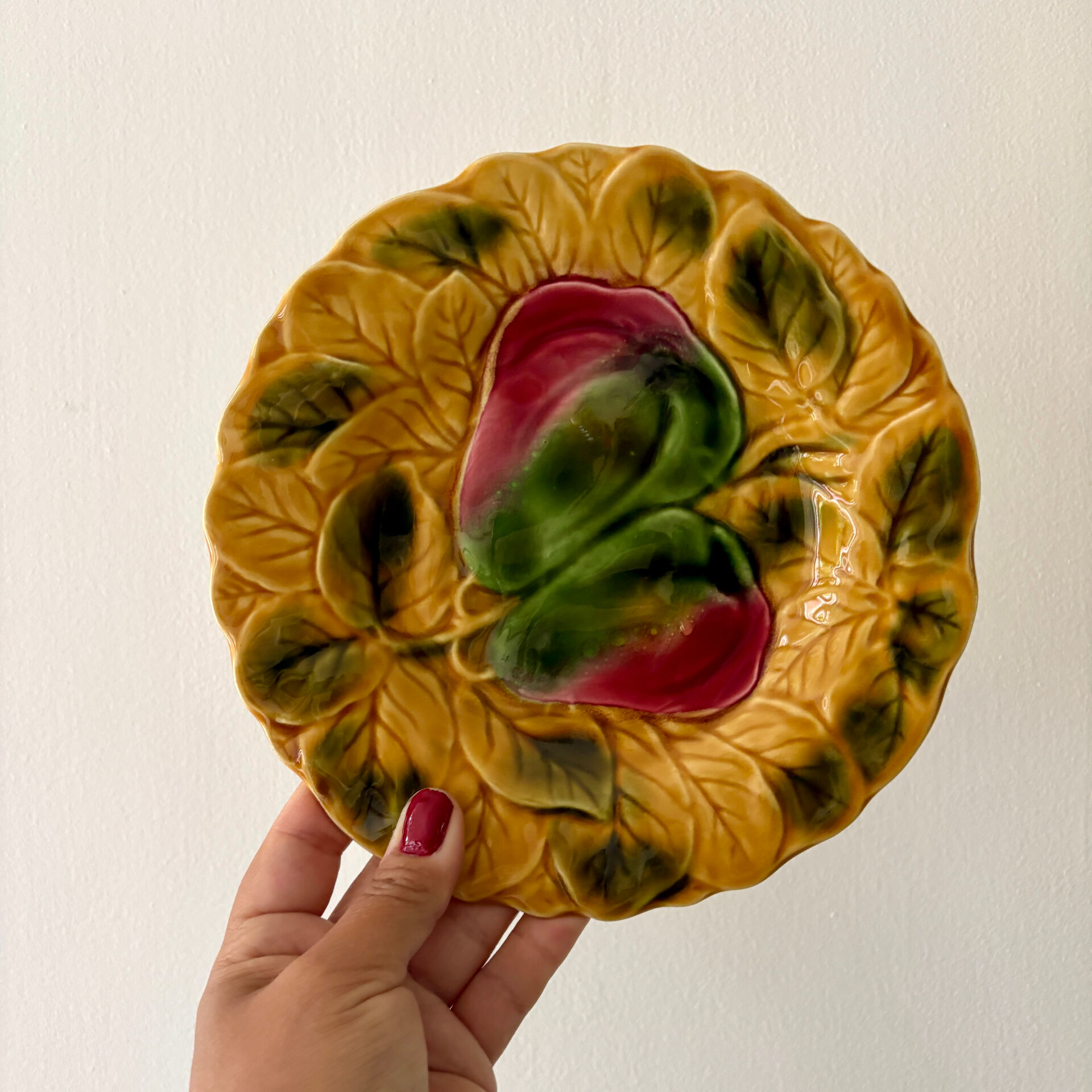 Set of 8 mismatched antique majolica plates