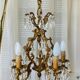 20th century gilded bronze cage chandelier with tassels