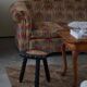 Swedish tripod stool in pine and cowhide, Wabi Sabi, 1950s