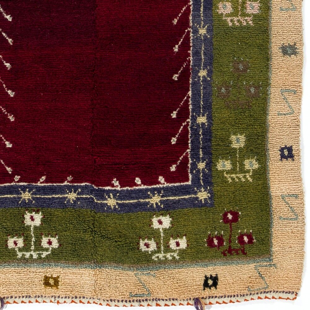 One-of-a-Kind Turkish Tulu Rug, Vintage Handknotted Prayer Rug. 100% Wool