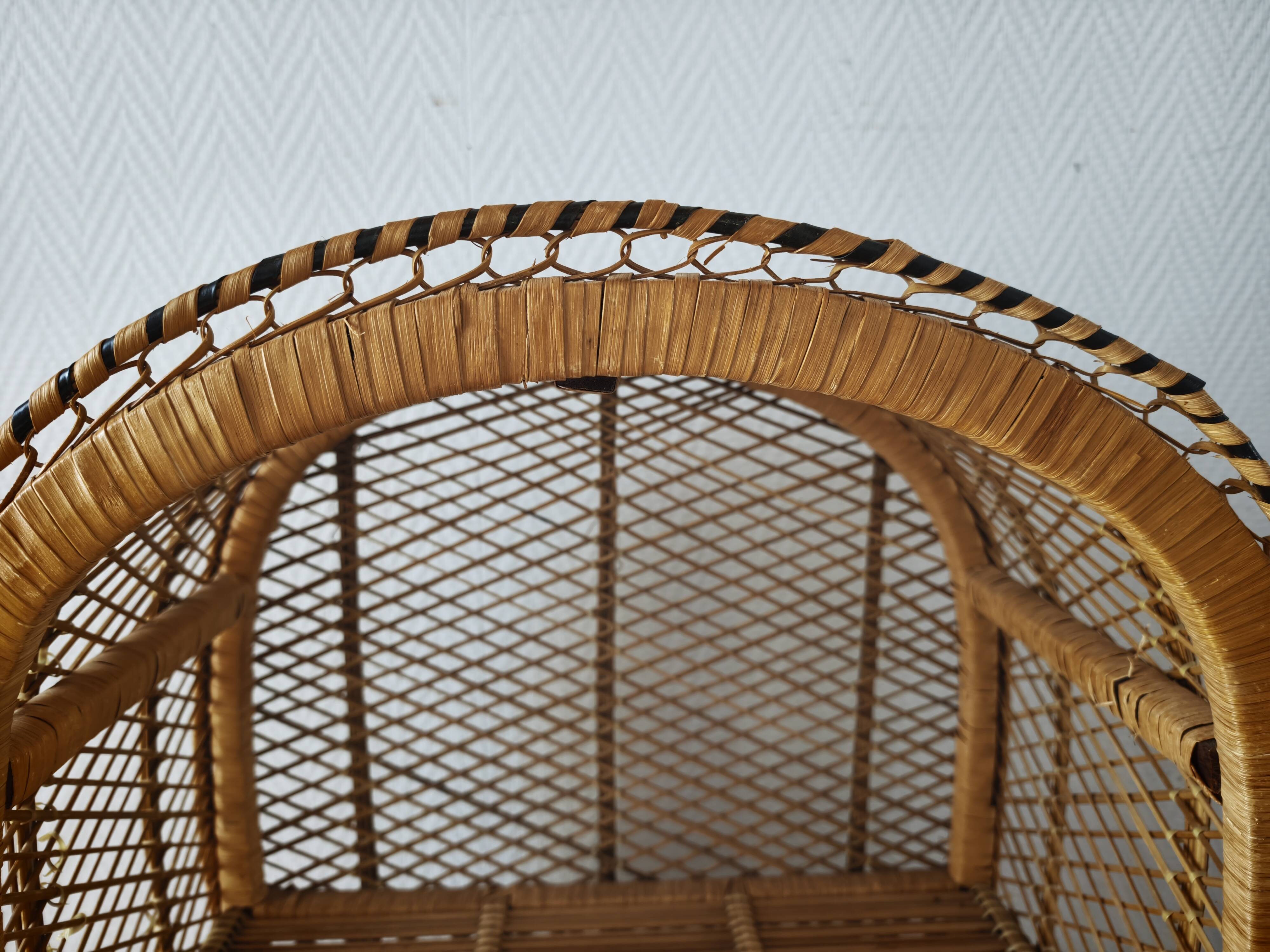 Rattan shelf on legs circa 1960
