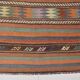 Tapis Kilim turc vintage rayé orange et bleu 5x8 170x245 cm