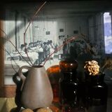 Duo of vintage apothecary bottles in amber glass