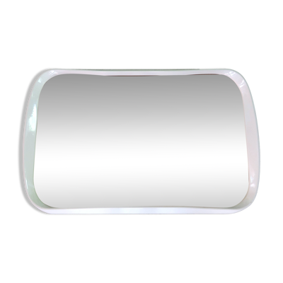 Miroir rectangulaire horizontal ou vertical en bois laqué blanc, années 70