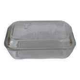 Glass butter dish with cow decor