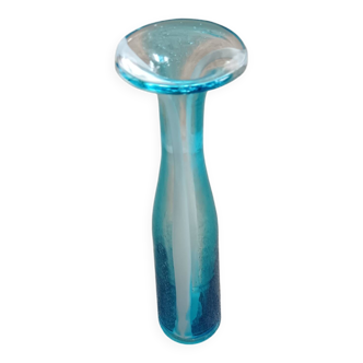 Soliflore biot en verre bleu et blanc