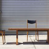 Adjustable dining room table adjustable in teck and copper, denmark, 1950
