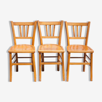 Ensemble de 3 chaises vintage en bois par Luterma, 1960