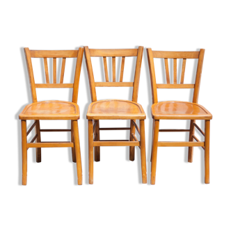 Set of 3 vintage wooden chairs by Luterma, 1960