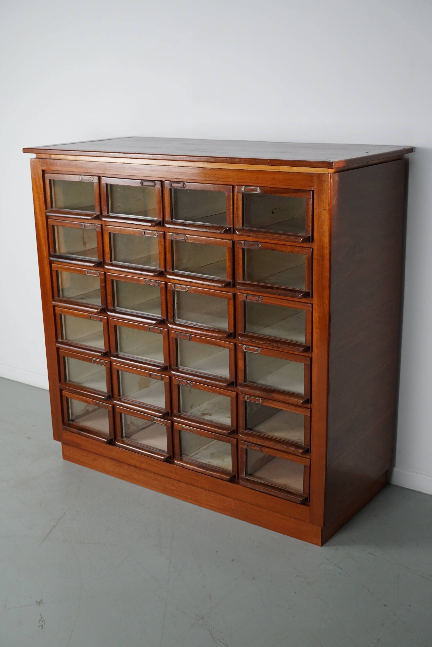 Vintage Dutch Hardwood Haberdashery Shop Cabinet, 1930s