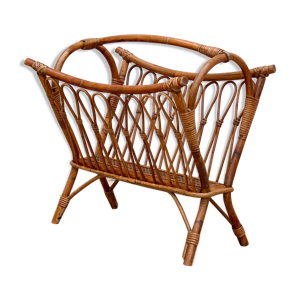 porte-revue vintage rotin - 1950