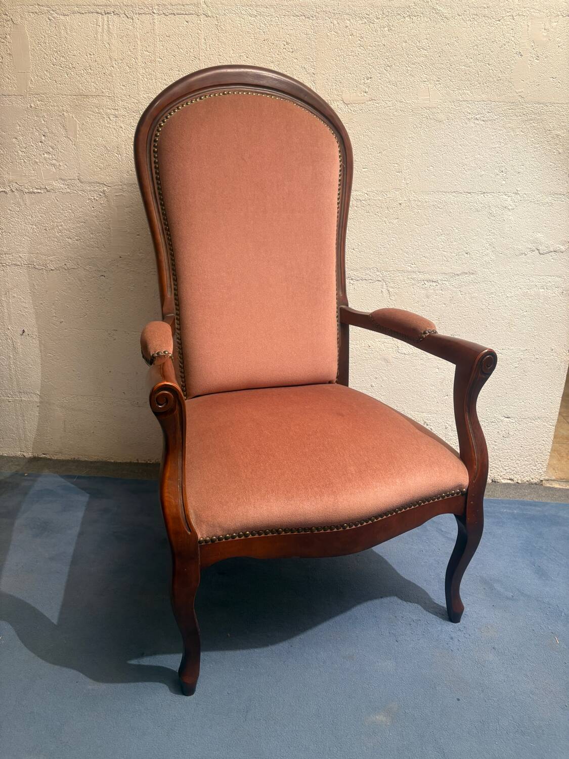 Fauteuil voltaire velours rose
