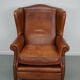 Fauteuil vintage hollandais en cuir cognac