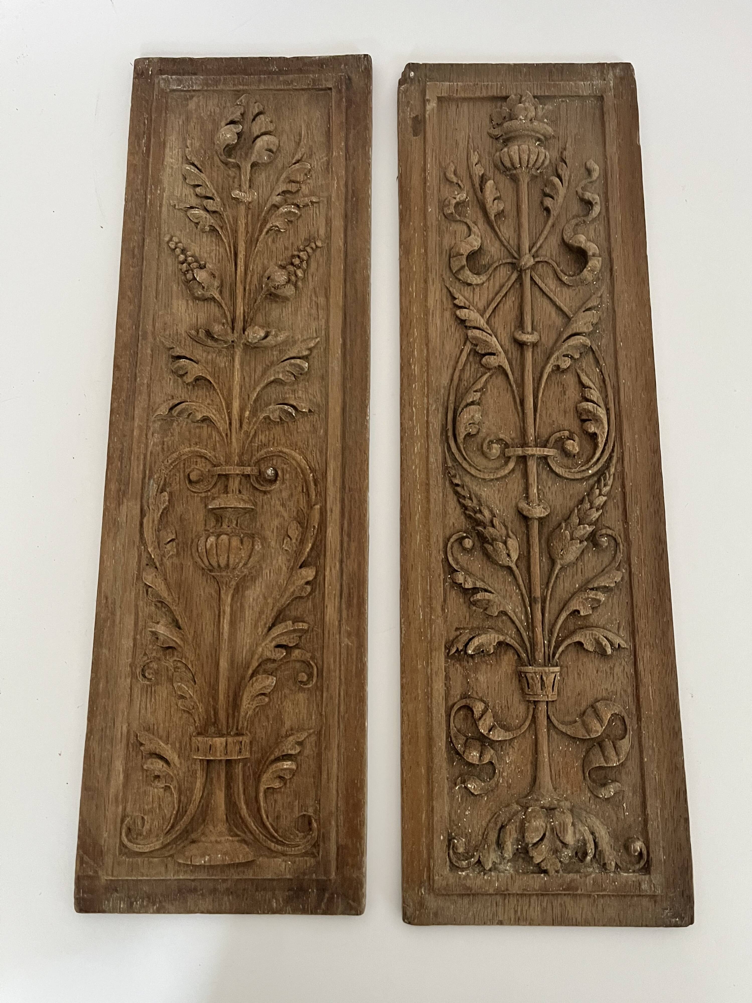 Pair of carved wooden panels - No. 1