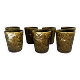 Set of 7 Chavaillon de Sarreguemines olive cups