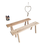 Set of 2 Scandinavian solid wood benches