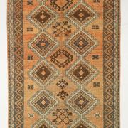 5x11 orange and brown vintage tapis rug, 352x162cm