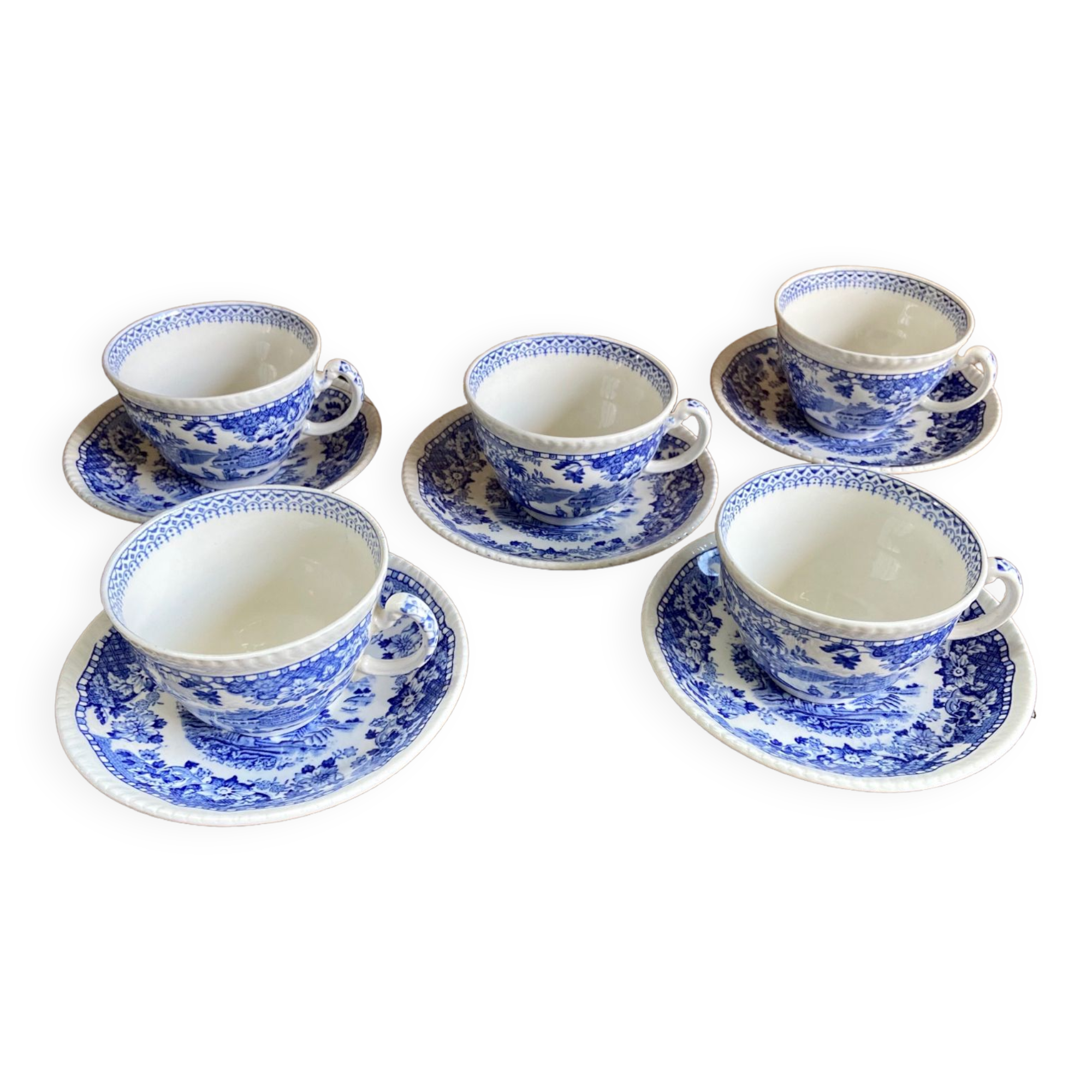 5 English Tea Cups Woods Burslem
