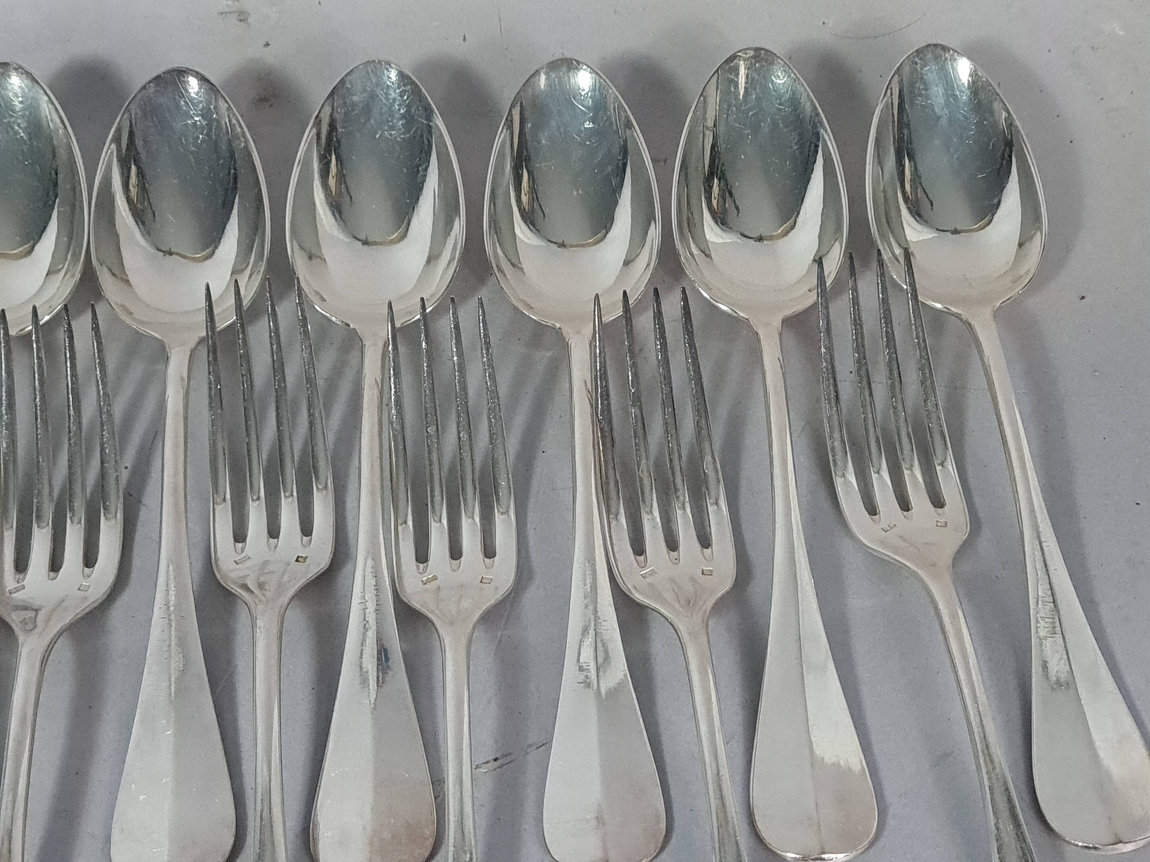 12 spoons & 11 forks Cailar Bayard (Christofle) silver-plated metal D178