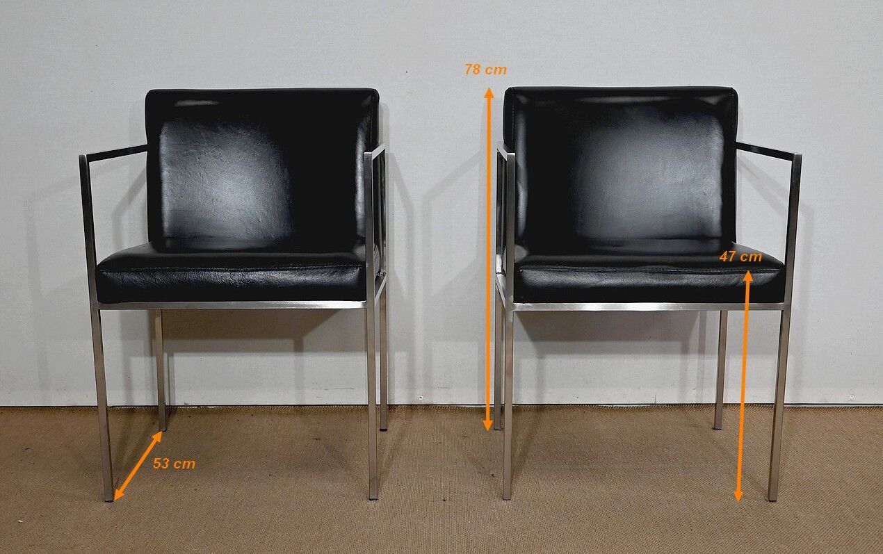 Pair of square armchairs, imitation leather – 1970