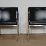 Pair of square armchairs, imitation leather – 1970