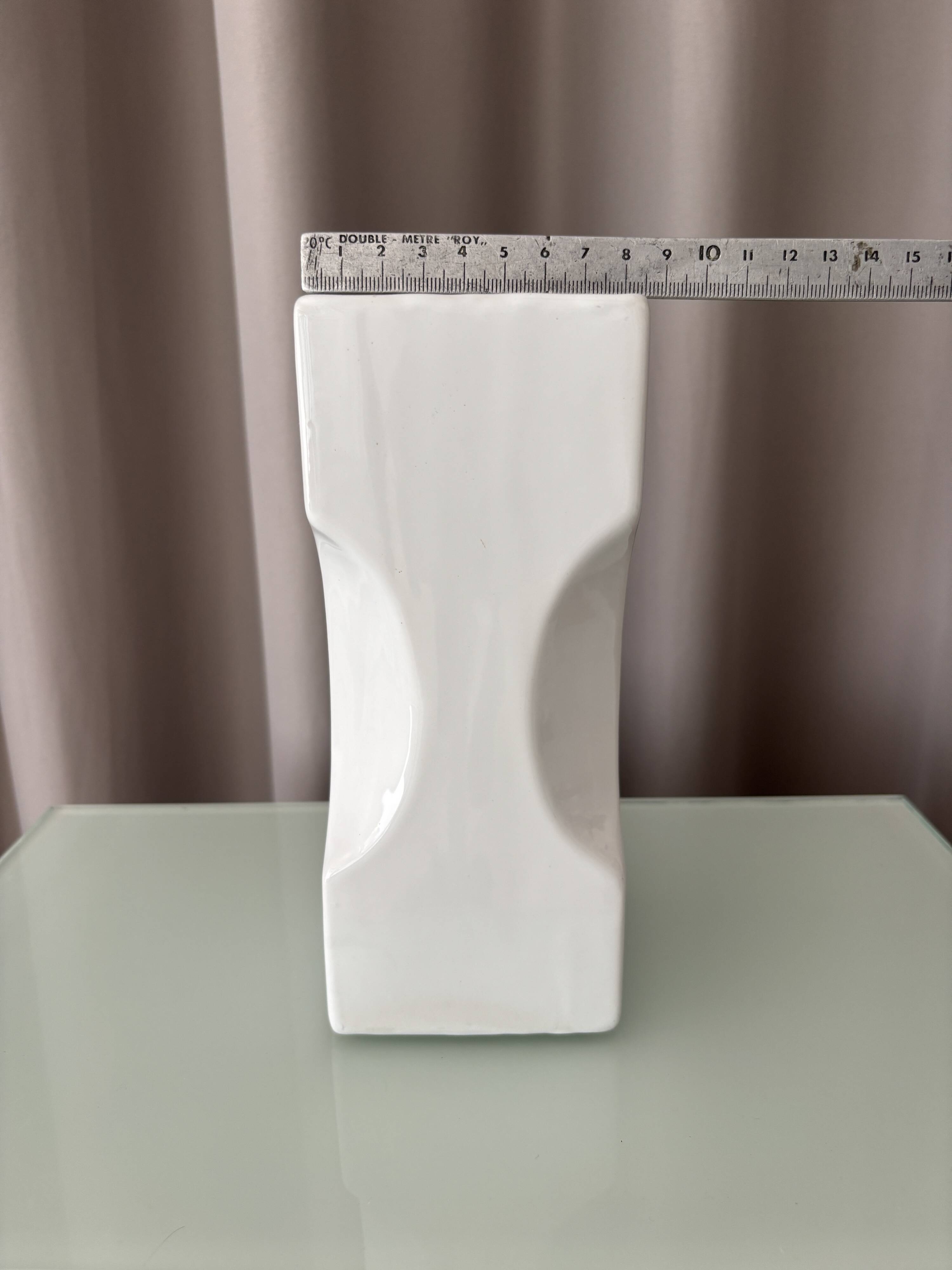 Vintage Sculptural White Ceramic Vase | Postmodern / Memphis Style