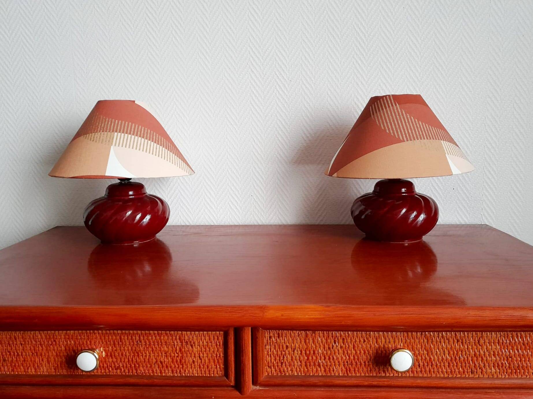 Pair of vintage ceramic bedside lamps