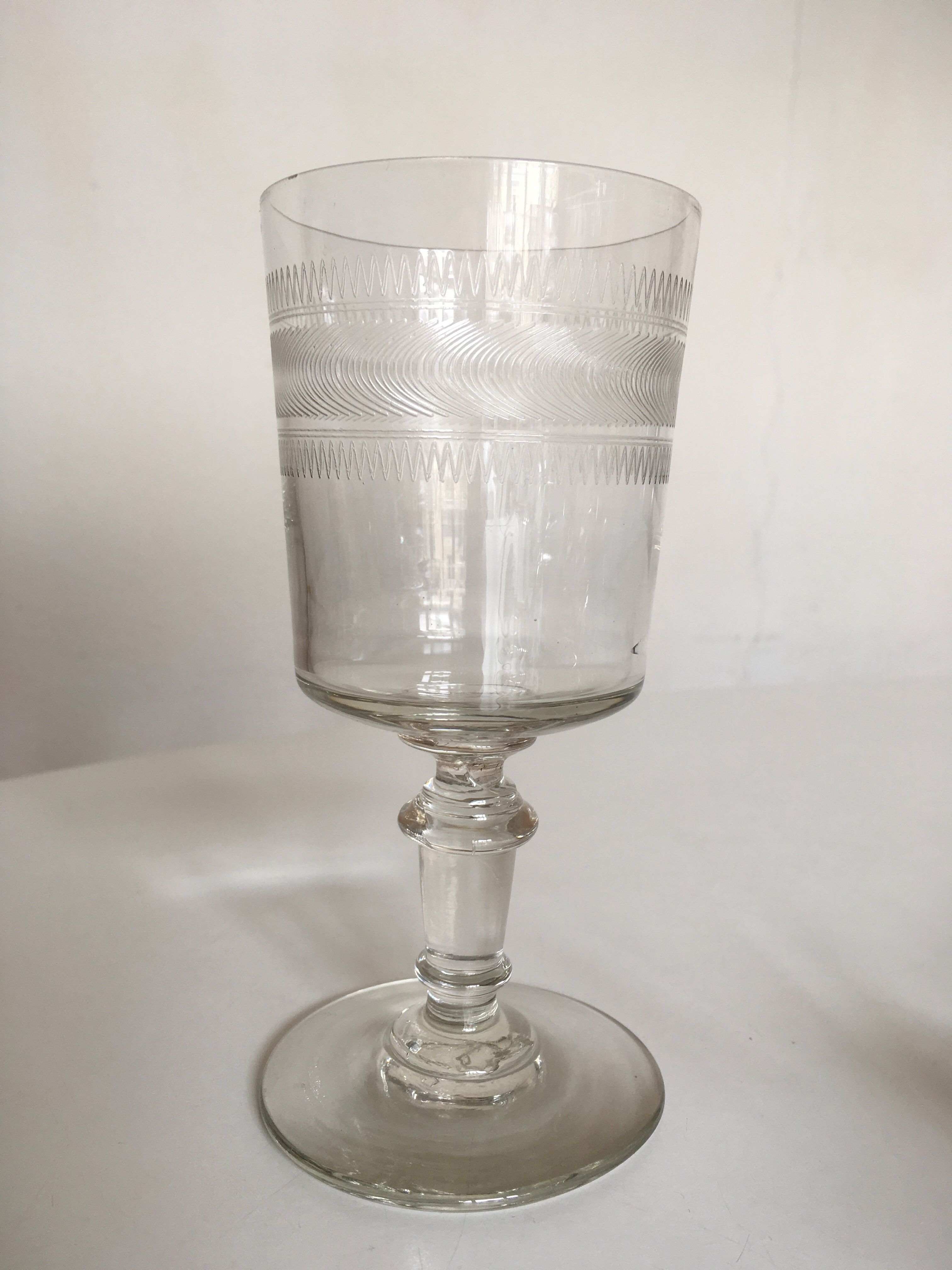 set of 9 serious roll 19th zigzag water glasses