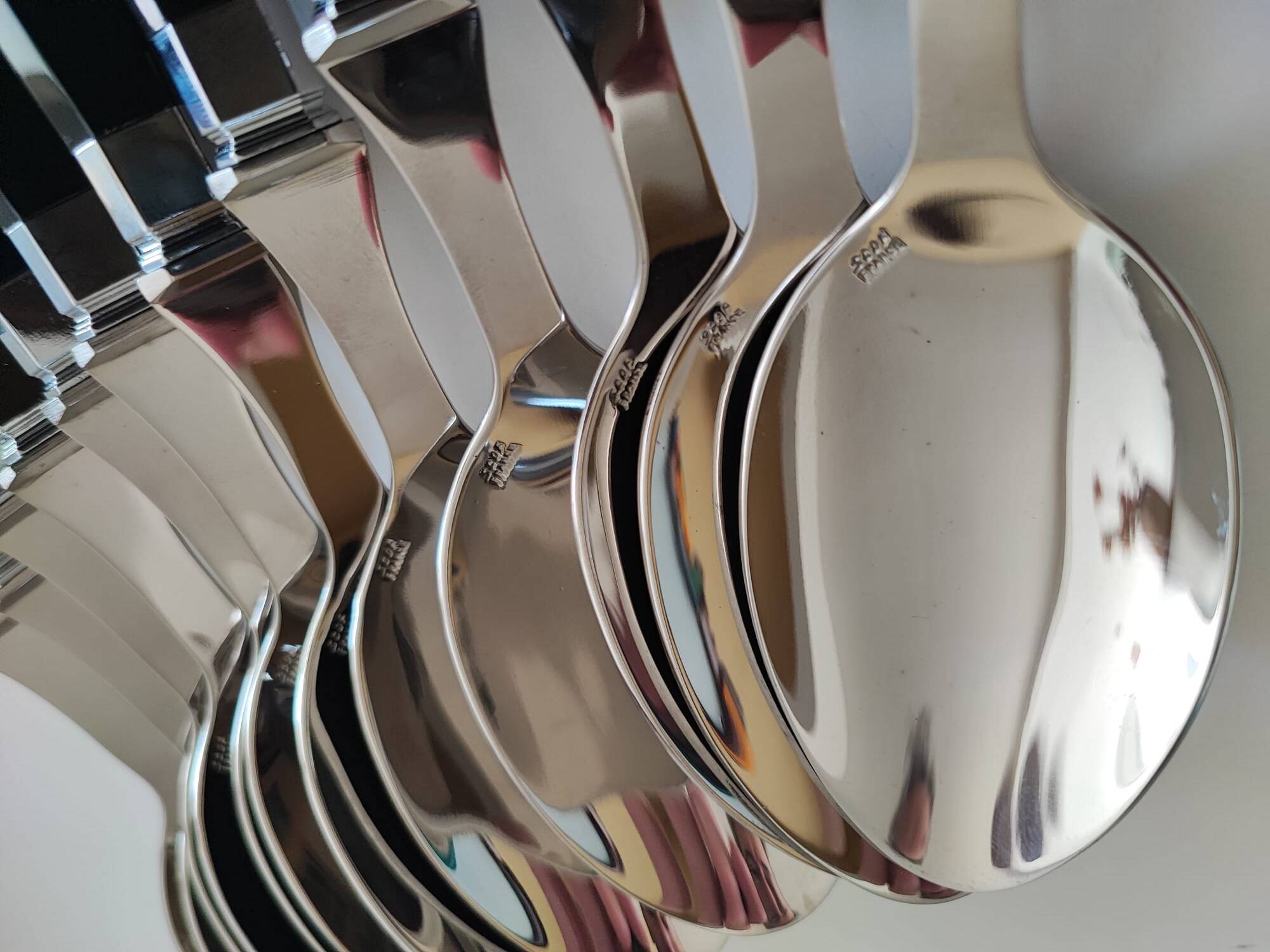 12 silver-plated table spoons SCOF France