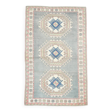 4x7 Oushak Light Green Oriental Vintage Rug, 128x206Cm