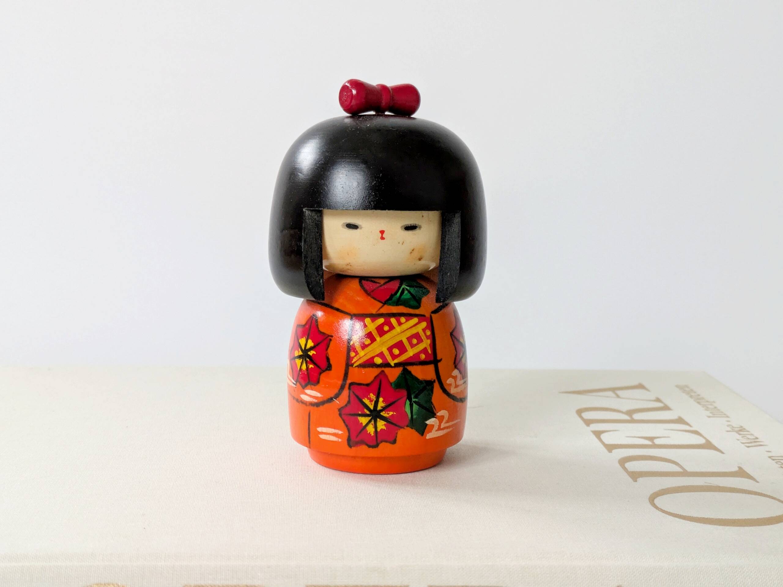 Vintage Japanese kokeshi doll, hand-painted wood