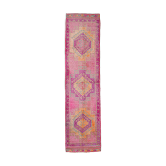 Pastel pink long hallway runner rug 359x90cm