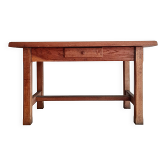 Solid oak farm table - drawer