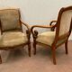 Paire de fauteuils de style Empire en hetre teinté xx siècle