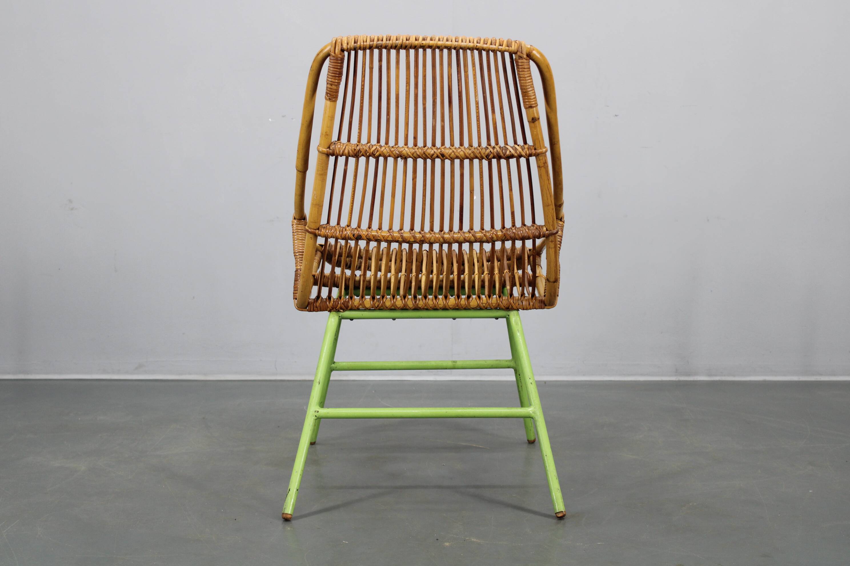 Rare pair of Alan Fuchs for ULUV rattan lounge chairs, Czechoslovakia, 1960s