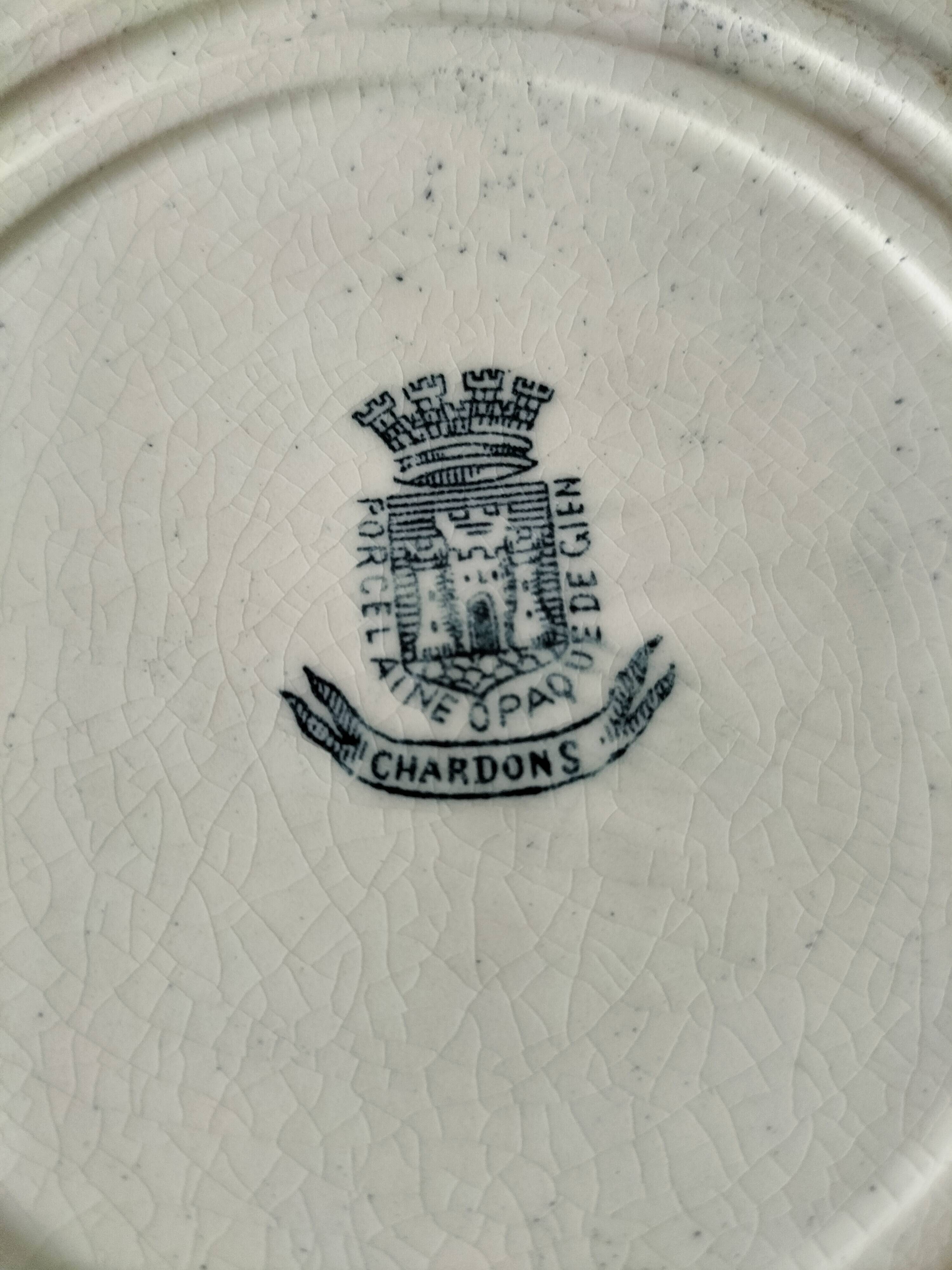 Set of 6 ironstone plates in shades of blue, late 19th to early 20th century.