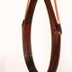 Mid-century Italian oval mirror in curved teak, rope and leather, 1960s
