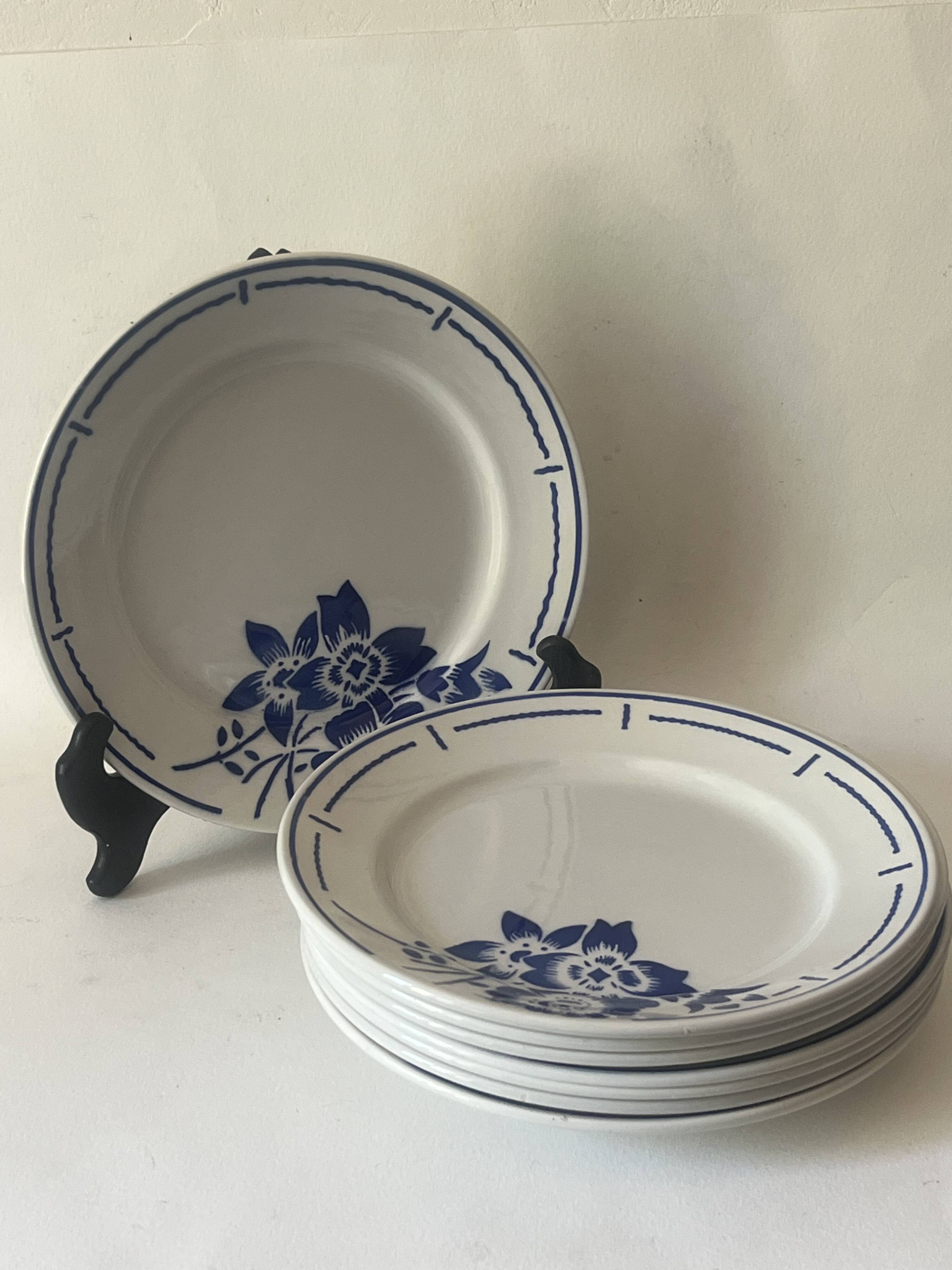 Opaque porcelain Badonviller - 8 dinner plates