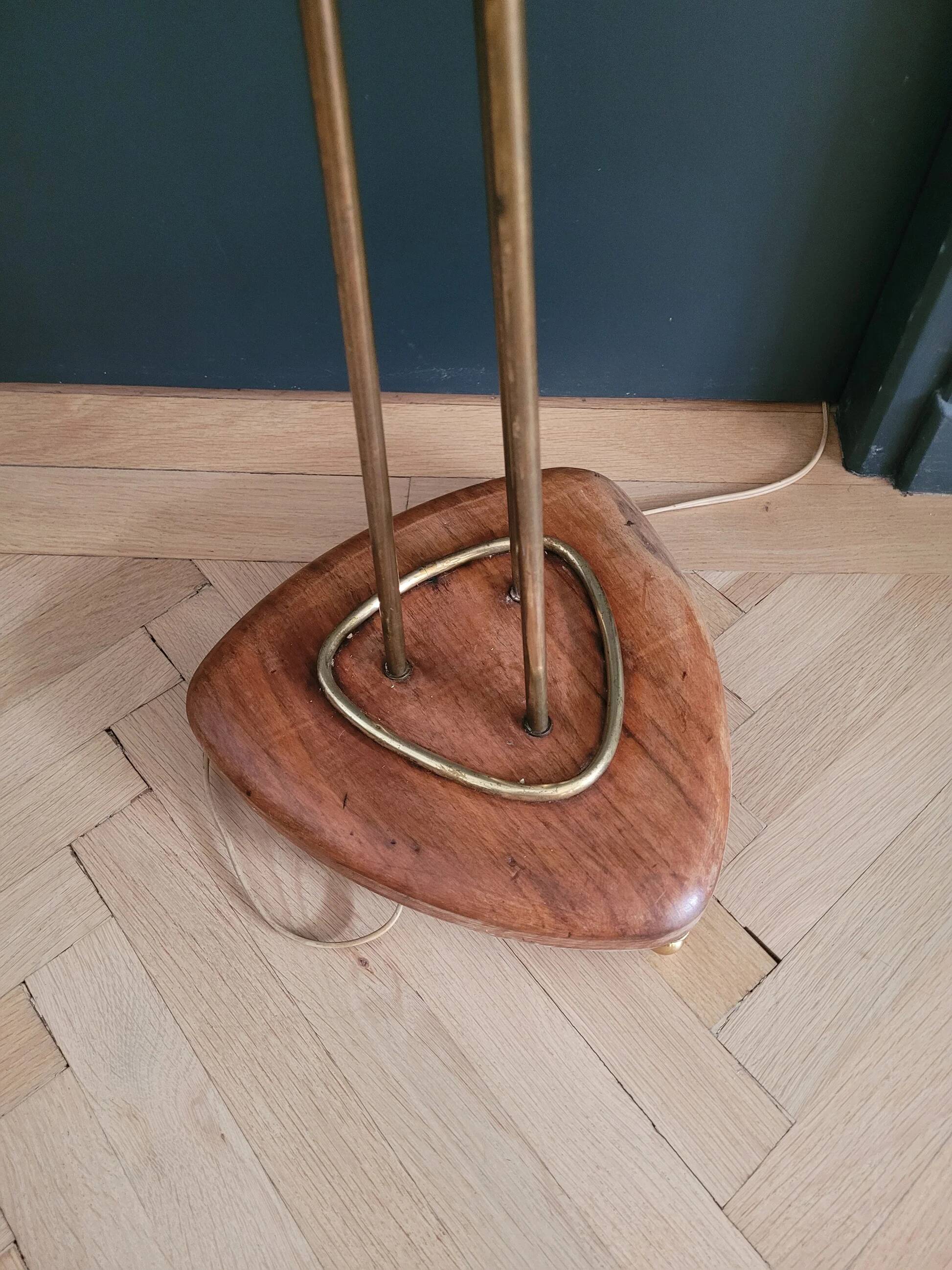 1950s three-light floor lamp with coloured shades