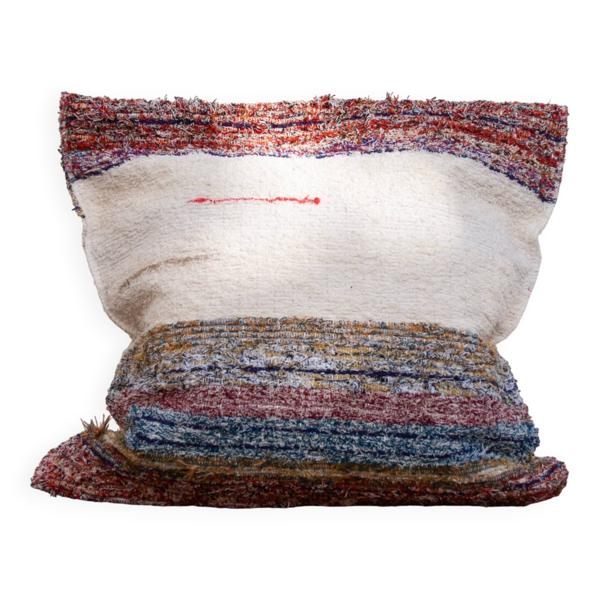 Housse de coussin artisanale en coton recyclé tissé main