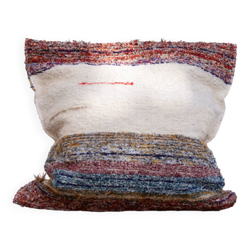 Housse de coussin artisanale en coton recyclé tissé main
