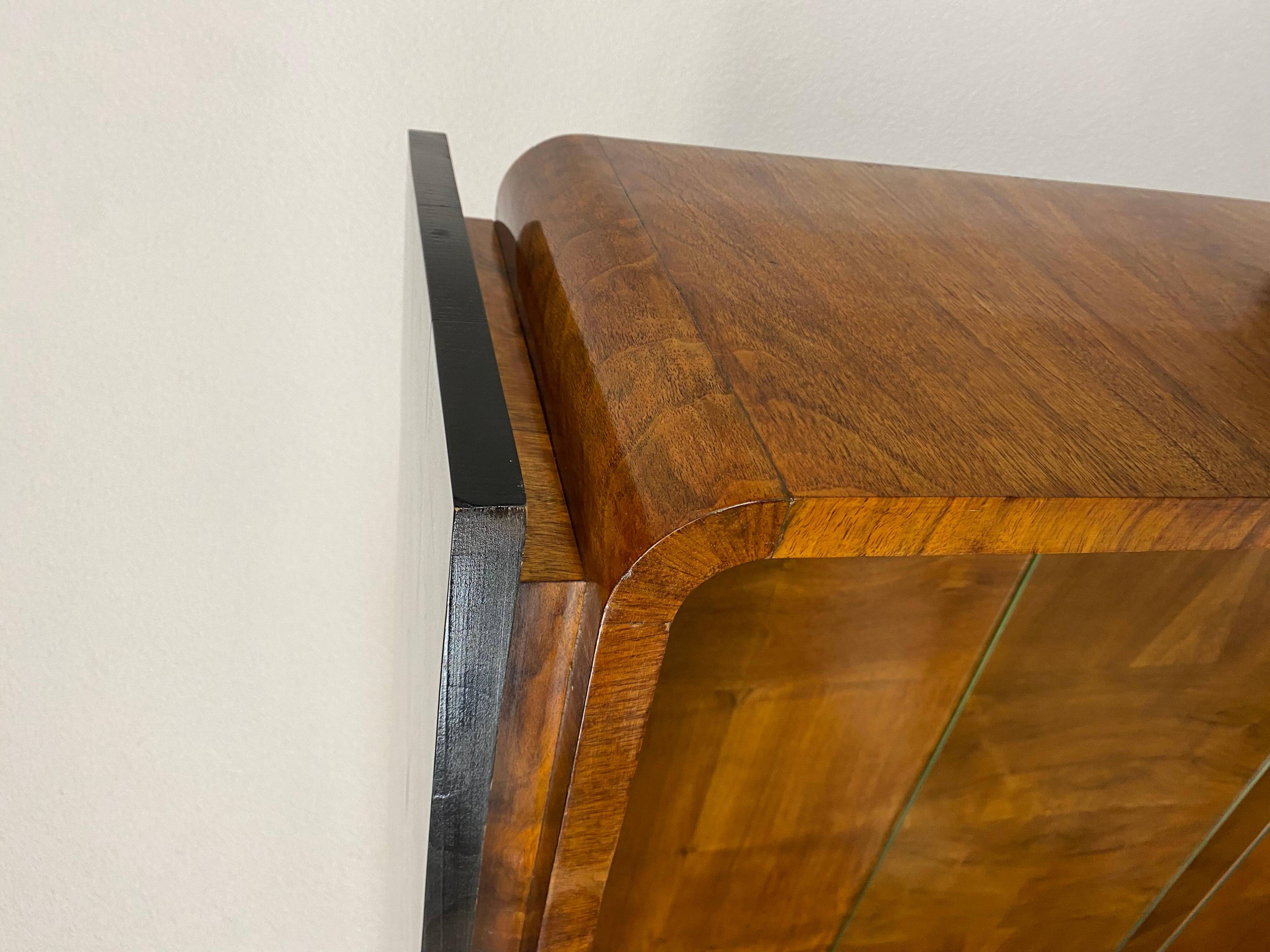 Art Deco display cabinet in walnut