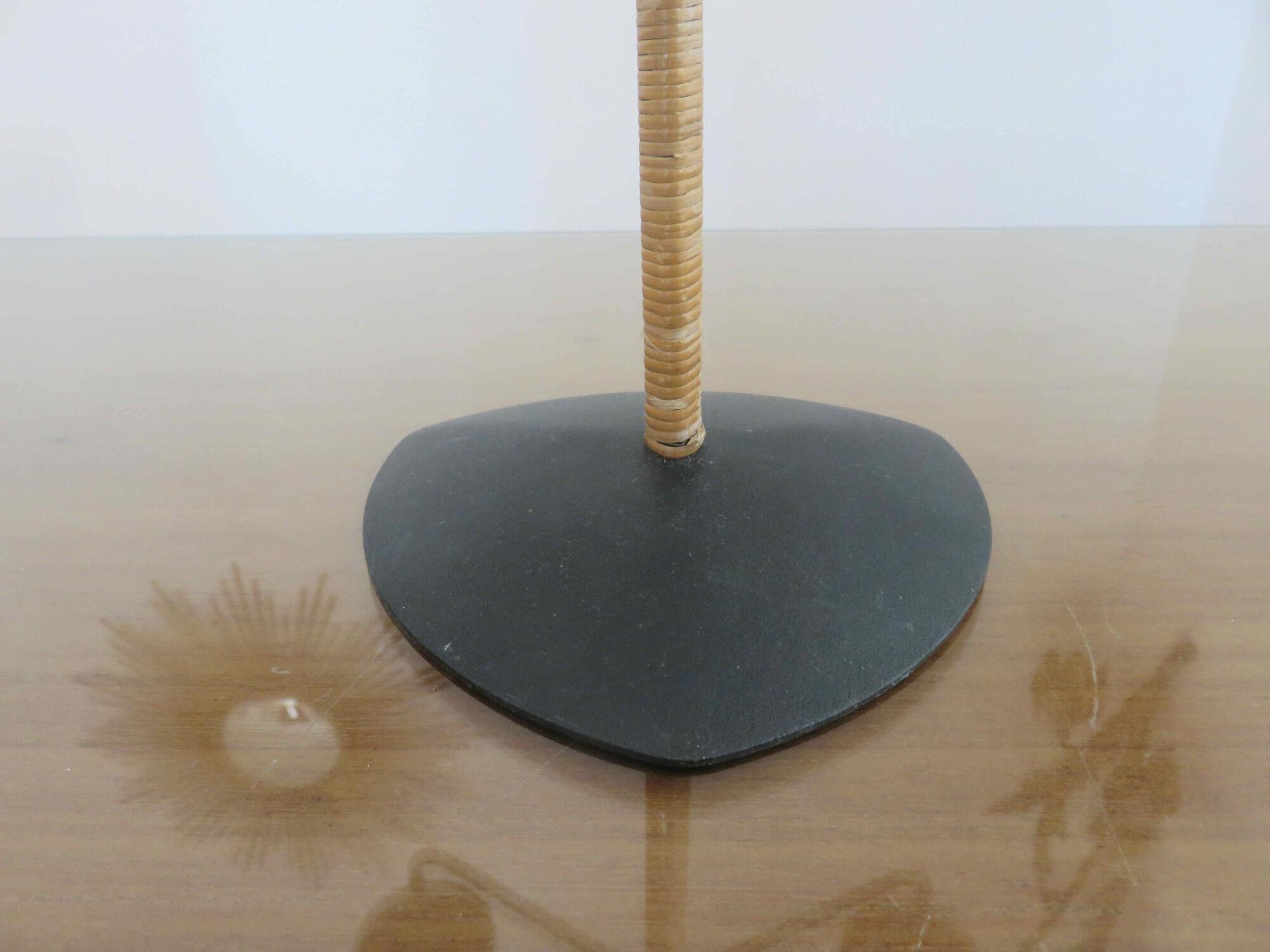 Scandinavian candle holder Laurids Lonborg in metal and rattan 50s 60s